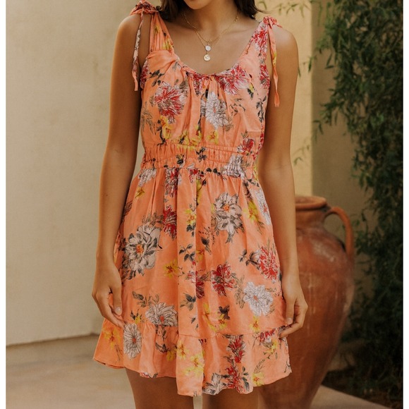 Maurices Dresses & Skirts - Maurices sz L Pink Floral Tassle Rutched Waist Sundress Boho Western Feminine